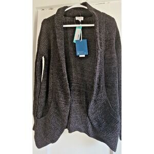 NWT‎ Market Spruce Tabatha Waffle knit cotton blend cocoon cardigan dark gray S